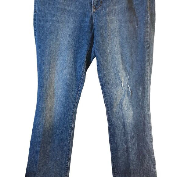 Old Navy Women Med Wash Curvy Mid Rise Bootcut Distressed Denim Jeans Size 12 - Picture 6 of 13